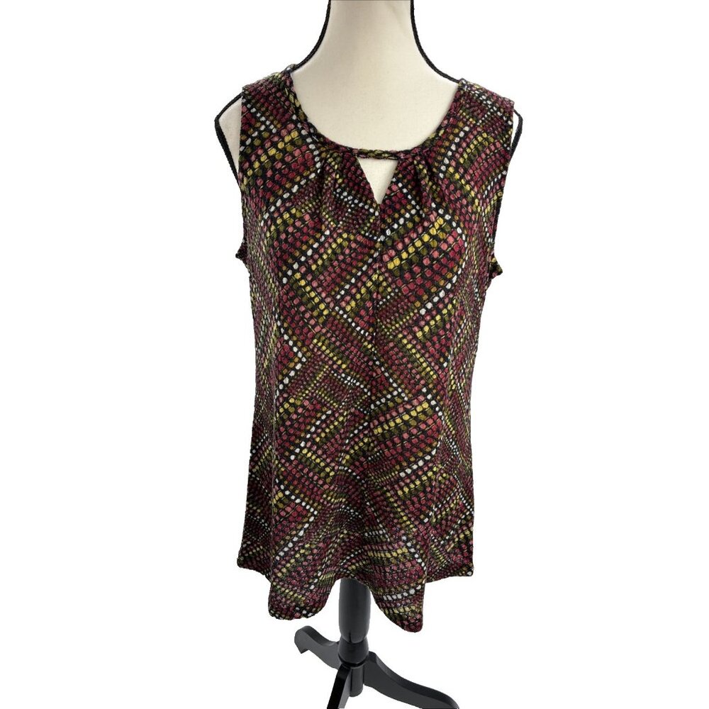 Christopher & Banks Womens Size M Sleeveless Blouse Multicolor Print Top